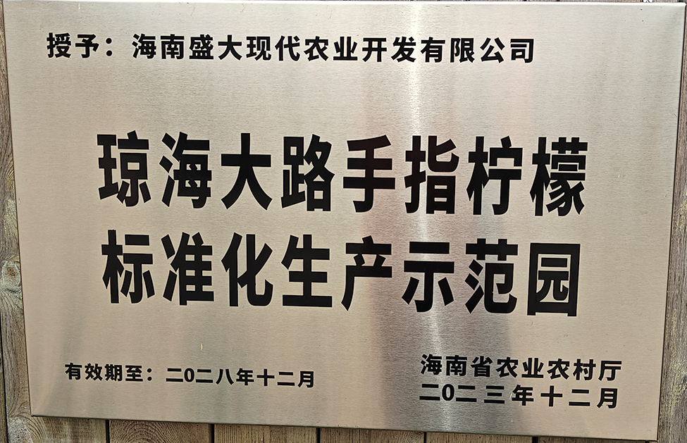 琼海大路手指柠檬标准化生产示范园